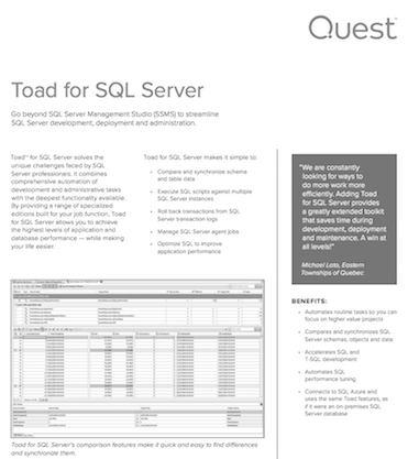 Toad for SQL Server 8.0.0.65 free downloads