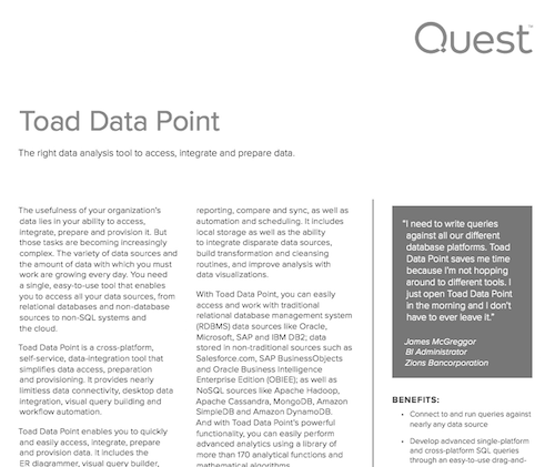 Toad® Data Point | Analyst reporting software